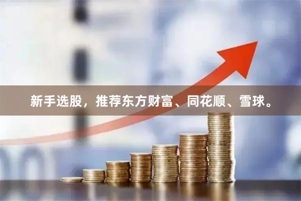 新手选股，推荐东方财富、同花顺、雪球。